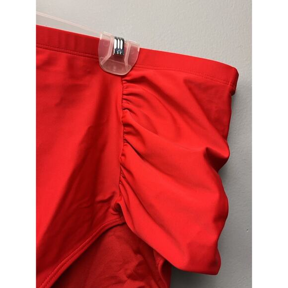 Forever 21 Plus Swim Bottom Women Plus size 3X Red Stretch Ruched sides - Picture 6 of 6